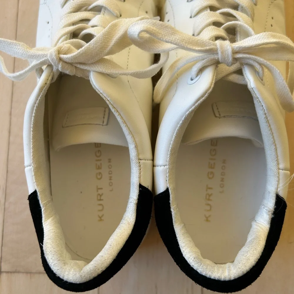 Kurt Geiger London White/Black Leather “Laney” Women's Sneakers Sz 9.5 (EU 40.5)